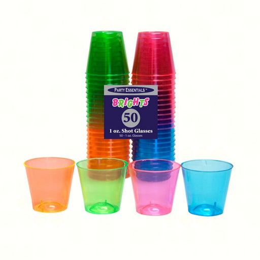 1 oz Shot Glasses. Assorted Neon 50 ct