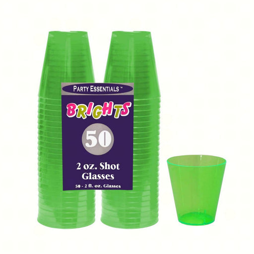 2 oz Shot Glasses Neon Green 50 ct