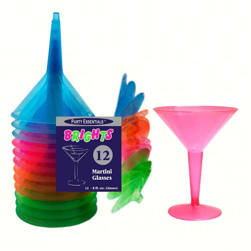 2 pc 8 oz Martini Glasses Assorted Neon 12 ct