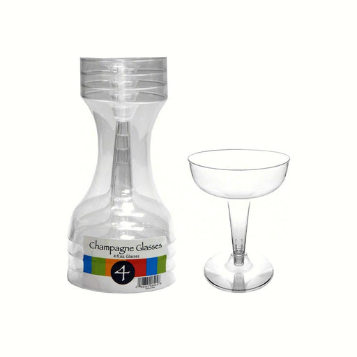 2 pc 4 oz Champagne Glasses. Clear 4 ct