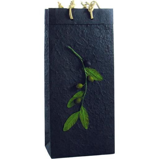 OB2 Branch Black - Handmade Paper 2 Bottle Olive Oil Bags - Must order in 6's