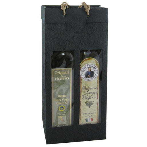 OB2 Black - Handmade Paper 2 Bottle Olive Oil Bags - Must order in 6's