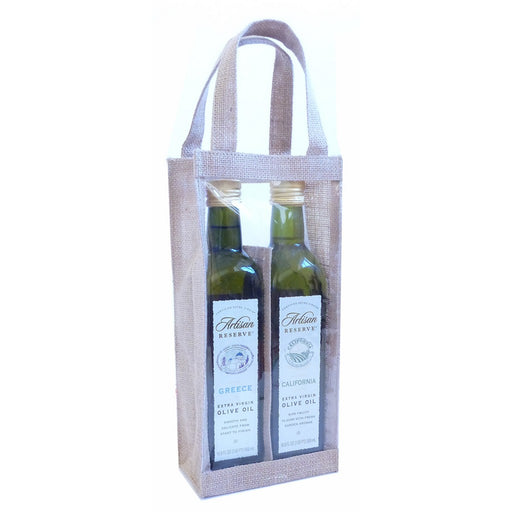 2 Bottle Jute Olive Oil Bottle Bag - Clear