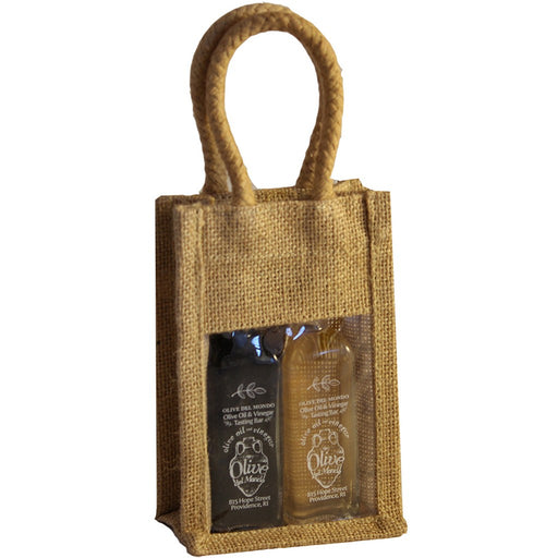 2 Bottle Jute Olive Oil Bottle Bag - Sampler Natural