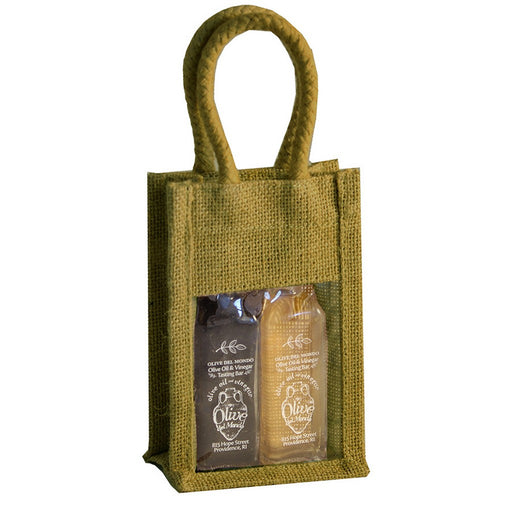 2 Bottle Jute Olive Oil Bottle Bag - Sampler Olive