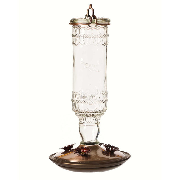 10 oz Elegant Antique Glass Bottle HumBird Fdr