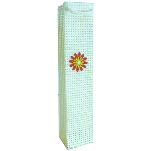 OWP1 White Daisy - Woven Paper Olive Oil Bottle Bags - Must order in 6's