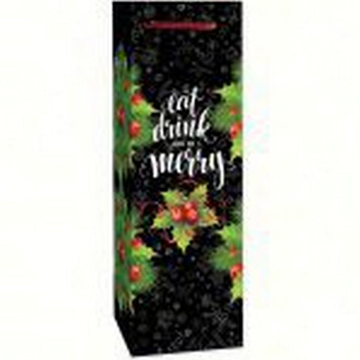 Holiday P1 Be Merry - Printed Paper Bottle Bags - Must order in 6's