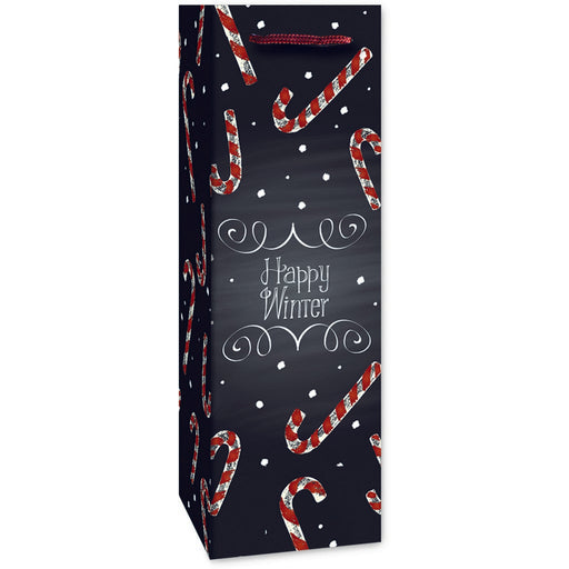Holiday P1 Happy Winter - Printed Paper Bottle Bags - Must order in 6's