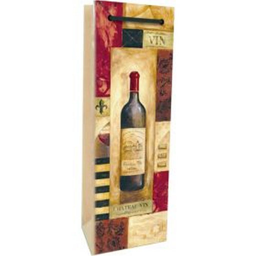 Printed Paper Single Wine Bag - Vin