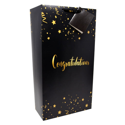 Black Congratulations 2 Bottle Wine Bag