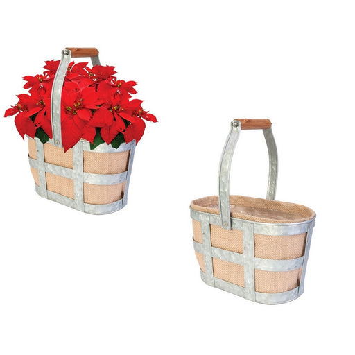 Galvanized Two Wine Bottle Caddy & Planter