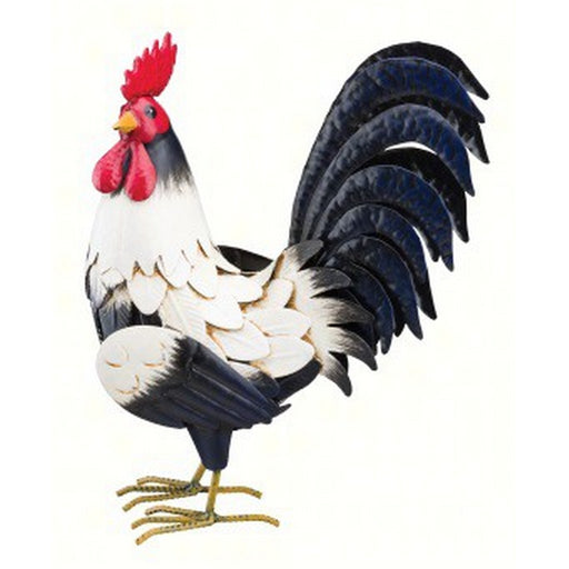 Black & White Rooster Decor 14 inch