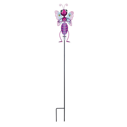 Butterfly Pink Rain Gauge Stake