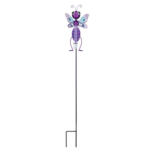 Dragonfly Pink Rain Gauge Stake