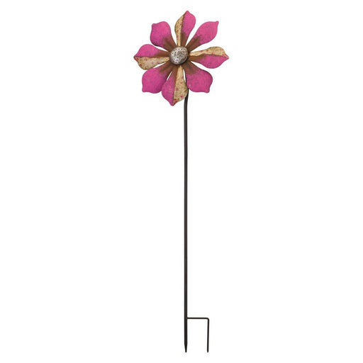 Rustic Flower Wind Spinner  Pink