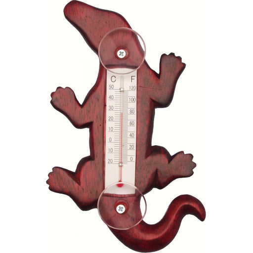 Climbing Stained Alligator Small Window Thermometer