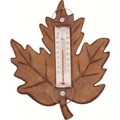 Stained Maple Leaf Small Window Thermometer