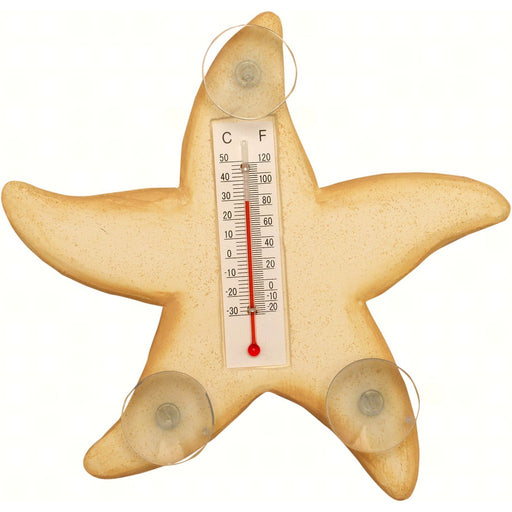 Cream Starfish Small Window Thermometer