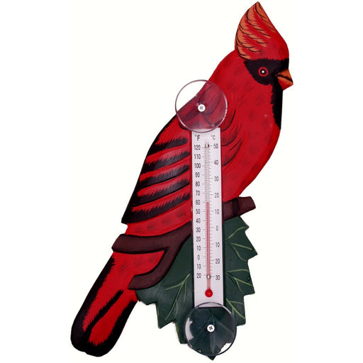 Cardinal on Branch Small Window Thermometer
