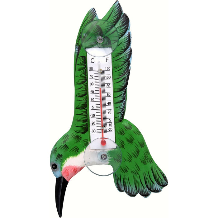 Hummingbird with Upright Wings Small Window Thermometer