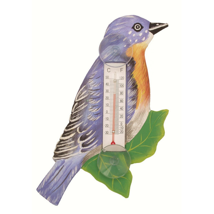 Bluebird on Branch Small Window Thermometer