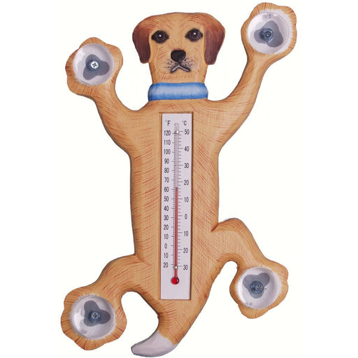 Climbing Yellow Lab Small Window Thermometer