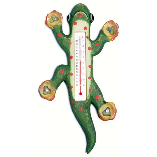 Climbing Green Spotted Gecko Small Window Thermometer