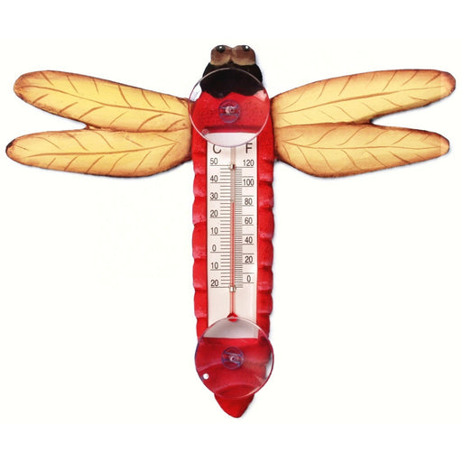 Red Dragonfly Small Window Thermometer