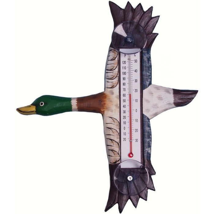 Flying Duck in Profile Small Window Thermometer