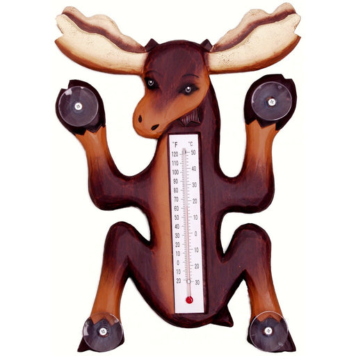 Climbing Moose Small Window Thermometer