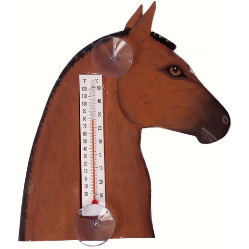 Brown Horse Head Small Window Thermometer