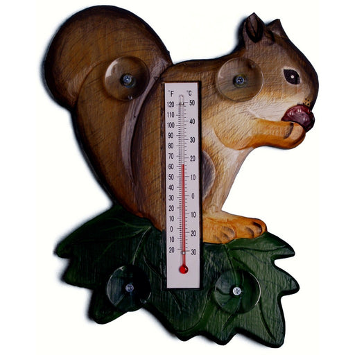 Squirrel on a Leaf Small Window Thermometer