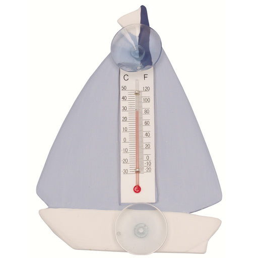 Blue & White Sailboat Small Window Thermometer