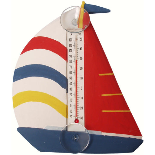 White Red & Blue Sailboat Small Window Thermometer