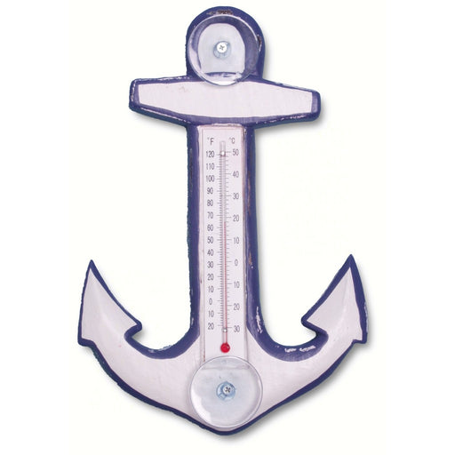 White & Blue Anchor Small Window Thermometer