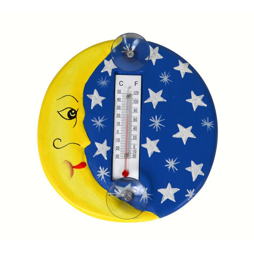 Crescent Moon & Stars Small Window Thermometer