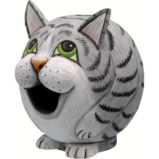 Grey Tabby Cat Gord-O Bird House