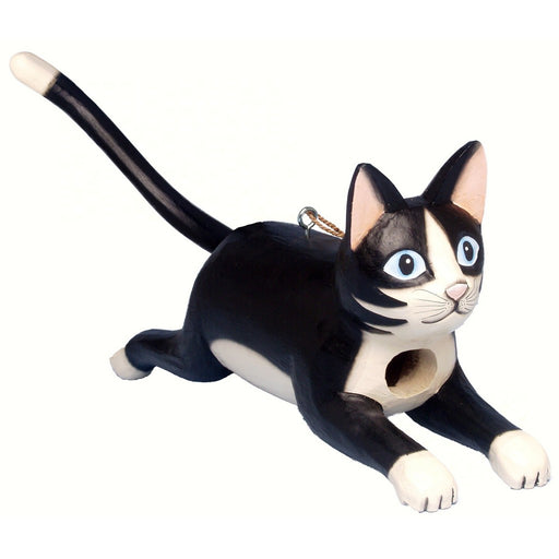 Leaping Black & White Cat Bird House