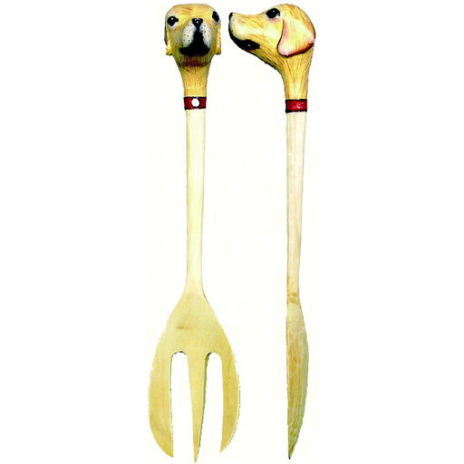 Yellow Lab Head Salad Server Set