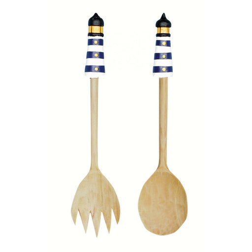 Salad Server Lighthouse Blue White Striped