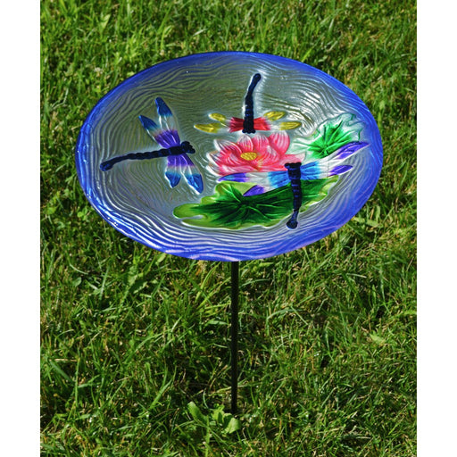 Dragonfly Trio Staked Bird Bath