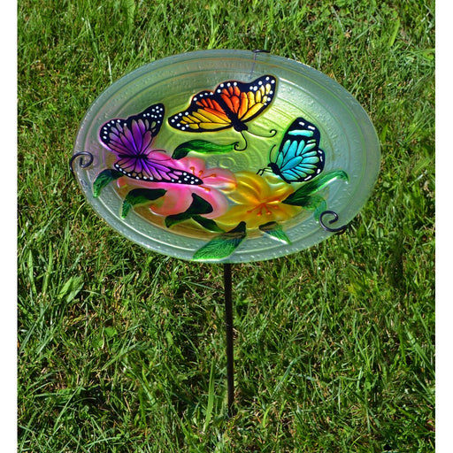 Butterfly Trio Staked Bird Bath