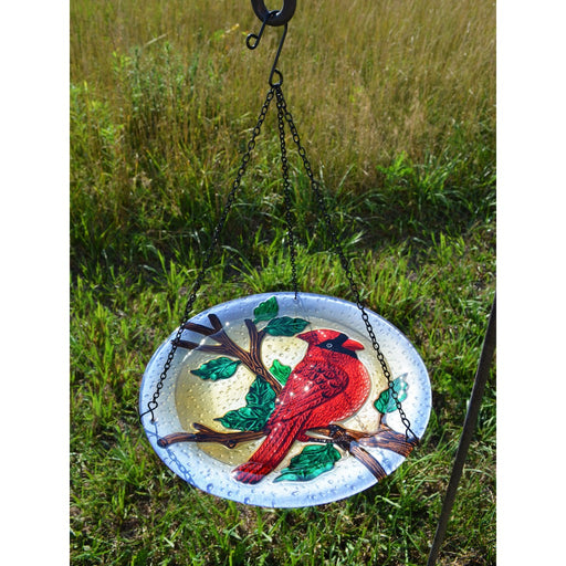 Majestic Cardinal Hanging Birdbath