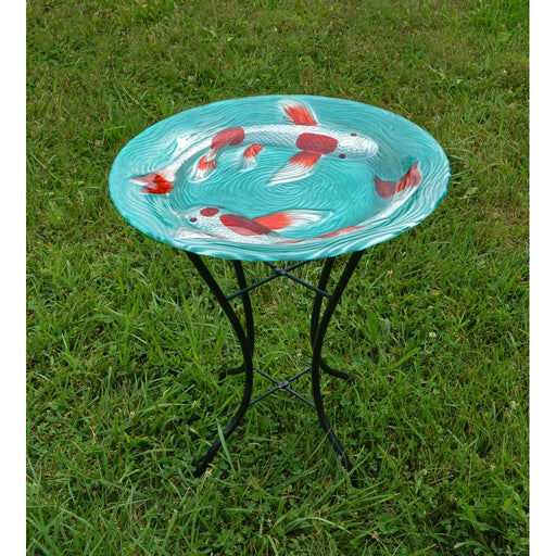 Koi Pond Bird Bath with Stand