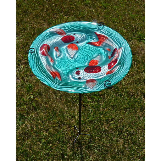 Koi Pond Staked Bird Bath