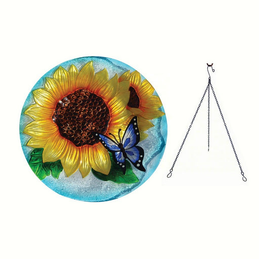 Blooming Sunflower Hanging Bird Bath