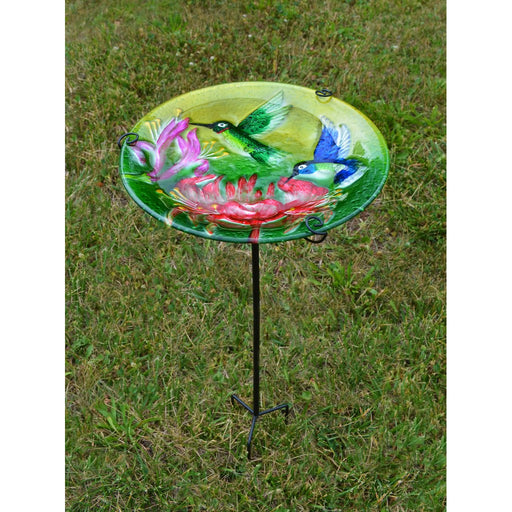 Fluttering Hummingbirds Staked Bird Bath