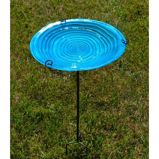 Blue Swirls Staked Birdbath