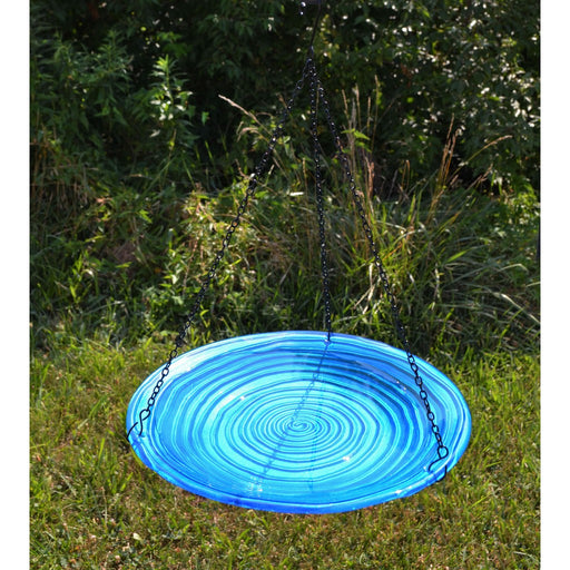 Blue Swirls Hanging Bird Bath